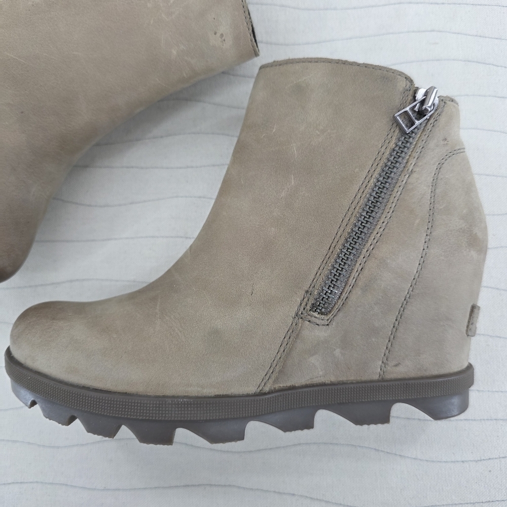 Sorel Womens Joan of Arctic Tan Leather Wedge Ankle Booties Shoe NL3365-240 Sz 7 - Picture 13 of 16